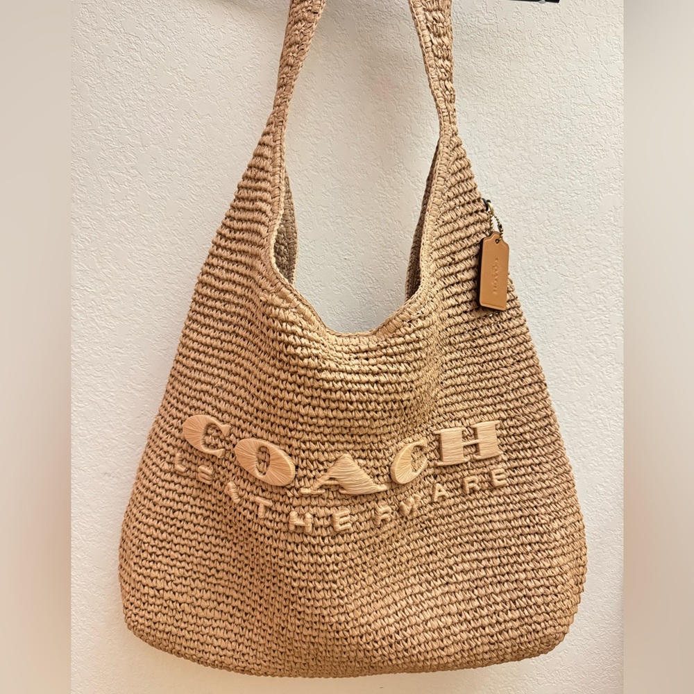 Coach Brooklyn 39 bag straw raffia woven shoulder bag summer
